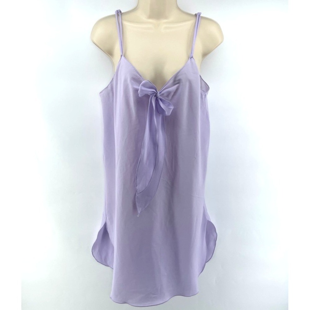 Vintage Slip Dress L Lavender Bow Chemise Nightie Coquette Fairy Y2K Soft Girl